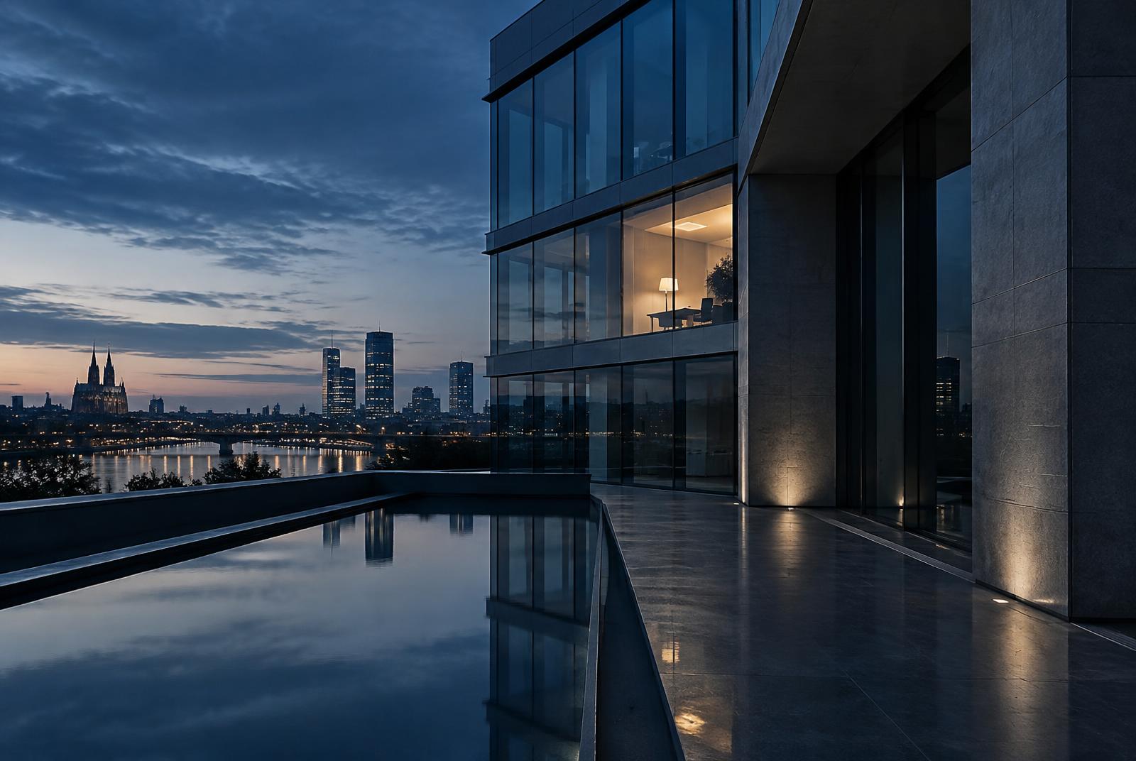 Moderne Architektur bei Abendlicht als Bild für vorausschauende Beratung